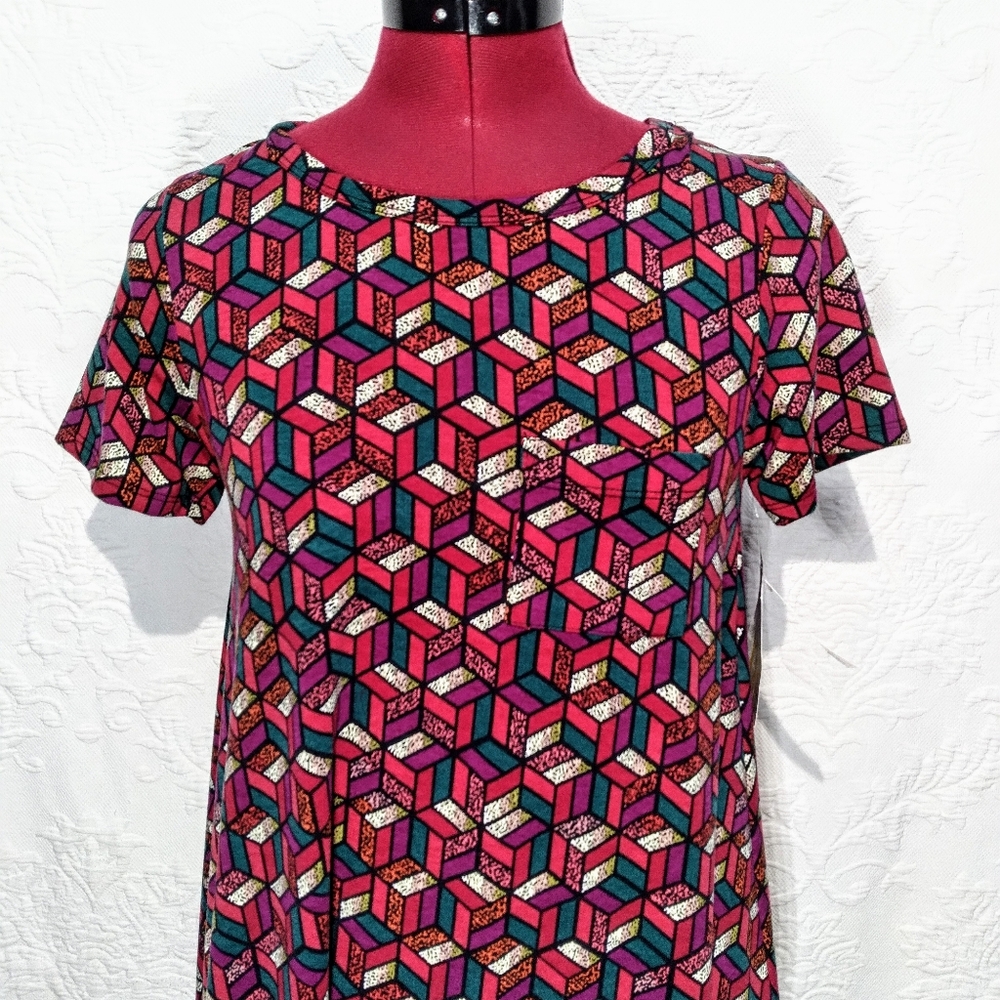 LuLaRoe NWT Carly XXS Colorful Squares Swing Dress